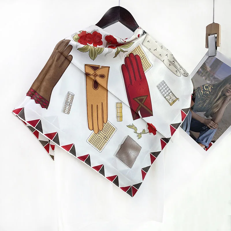 

Шелковый платок-шарф 100% шелк, новинка весны 2026, с принтом, для женщин, модный, 35x35 дюймов