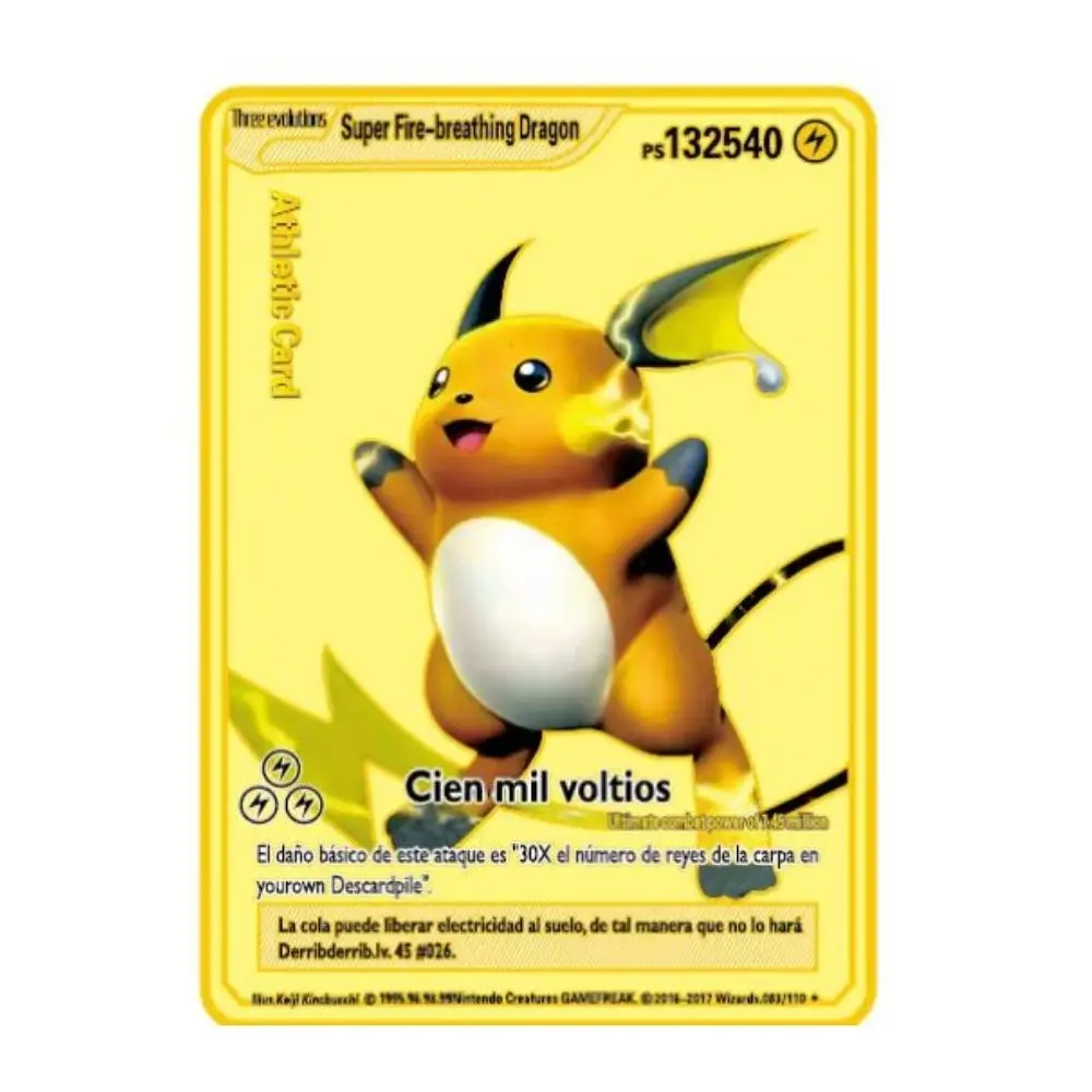 Spanisch Pokemon karte Gold metall Pokemon karte Spanisch harte eisen karte Super Traum Picachu gx Flamme-atmen drachen vmax set spiel