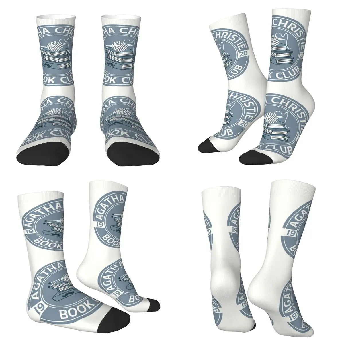 

Носки Agatha Christie Book Club, впитывающие пот чулки в стиле Харадзюку, всесезонные длинные носки для мужчин и женщин, рождественские подарки