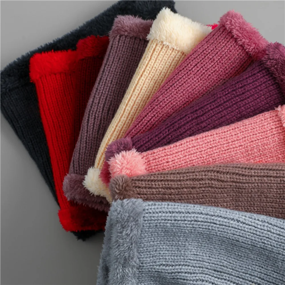 New Thicken Fleece Neck Warmer Warm Cold-proof Knitted Scarf Windproof Winter Scarves Skating Running Hiking