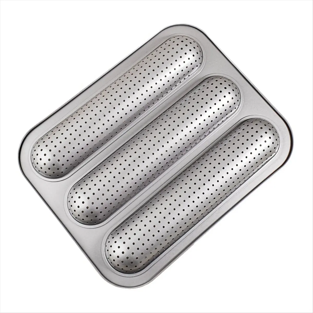 DT615 TO Baguett Pan French Bread Mold 3 Cavity Baking Tray Nonstick Long Loaf Toast Cake Mould Bakeware Baking Pans for Oven