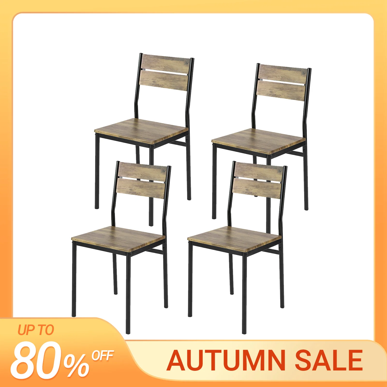 SoBuy FST72-Nx4 4er Set Esszimmerhocker, Küche, Restaurant Esszimmerstuhl Hocker Holzstuhl mit Rückenlehne 39x42x82 cm