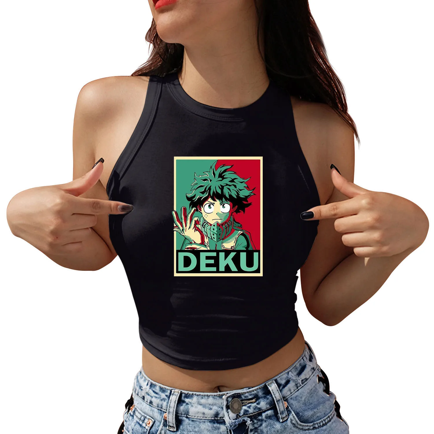 Boku No Hero Academia Women Crop Top Sleeveless Summer Camisole Harajuku Katsuki Midoriya Shoto Dabi Female Casual Y2K Tank Tops