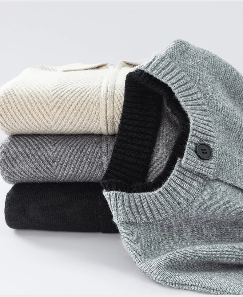 Hochwertige Strickjacke Männer Persönlichkeit Doppelschicht Rundhalskragen Neue Mode Weich Komfort Warm Herbst Winter Pullover Mantel – Detail 10