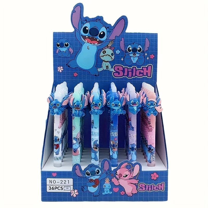 6 قطع من أقلام الجل القابلة للمسح - تصميم كرتوني لطيف، نقطة دقيقة 0.5 مم، جهاز نقر من الراتنج الأزرق، مثالي للكتابة واللوازم المدرسية #6