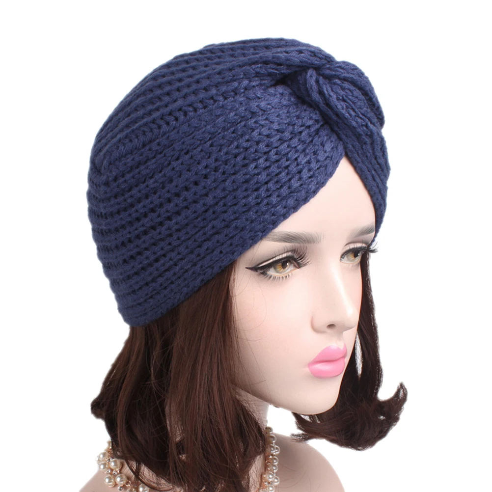 

Winter Warm Hat Women Turban Knitted Headband Arab Hair Wrap Woolen Beanie Crochet Headwrap Fashion Style Gift