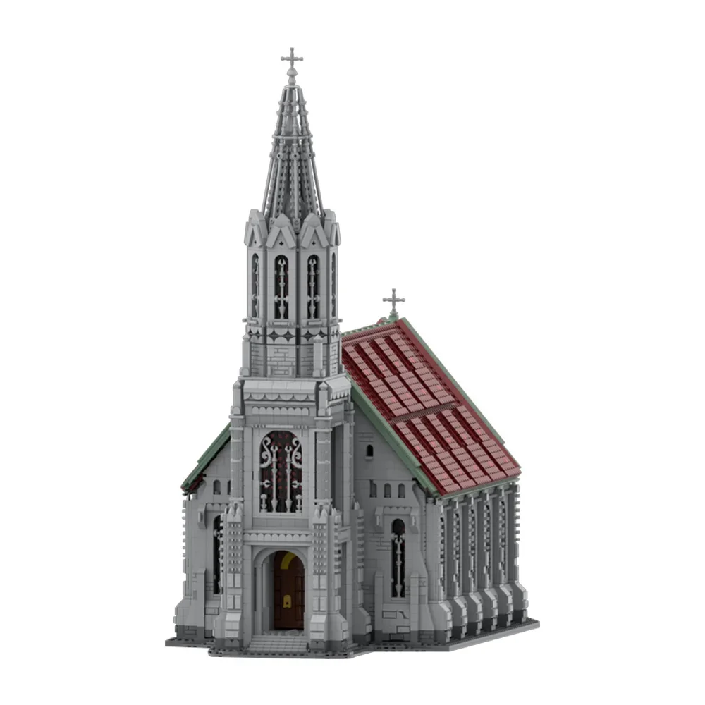 MOC-191002 Kerk Modulaire Bouwstenen Model Kerk Street View Architectuur Bricks Street View Speelgoed Kinderen Verjaardagscadeautjes
