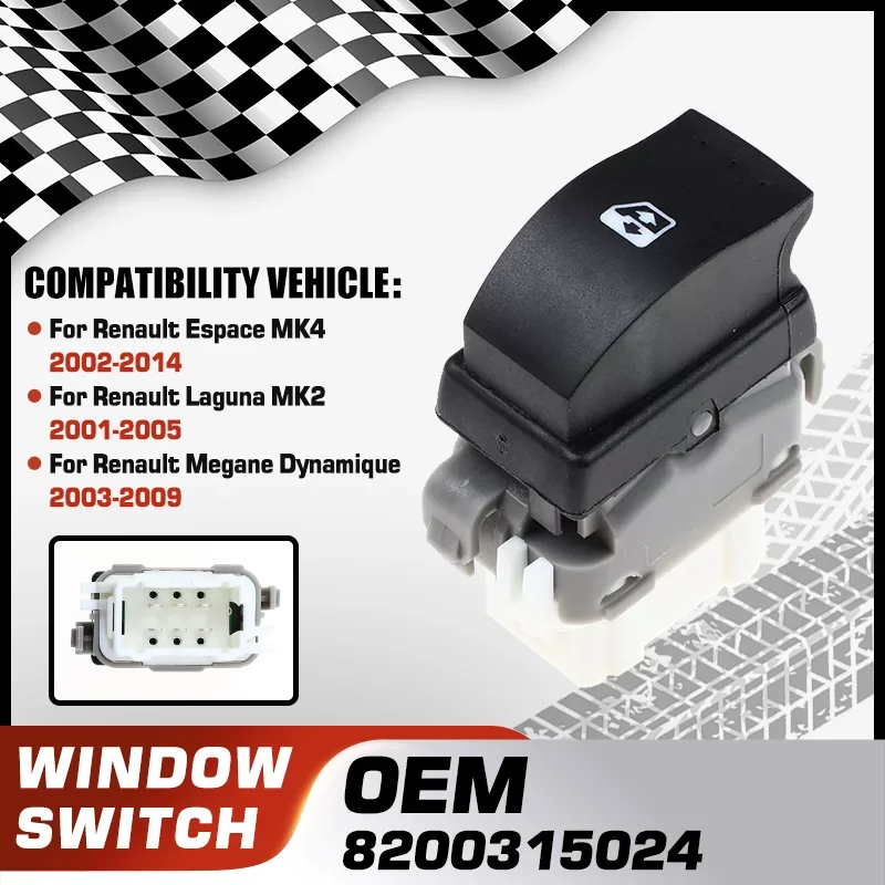 

Electrical Power Window Control Switch For Renault Espace 2002-2014 Renault Laguna 2001-2005 Renault Megane Dynamique 2003-2009
