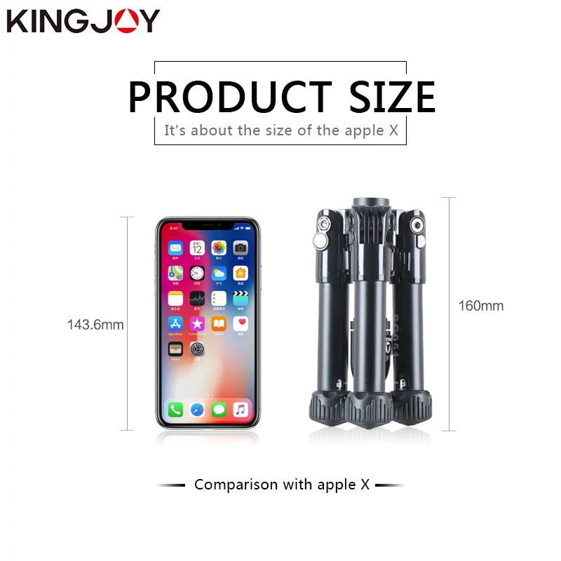 KINGJOY Lightweight Camera Tripod Bracket Aluminum Tripode Stand Portable Holder with 1/4 Screw For Mobile Phone,DSLR,Fill Light