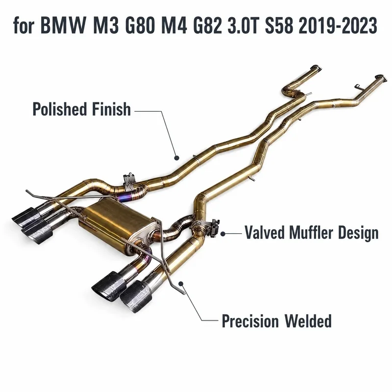 Custom Titanium Alloy BMW M3 G80 M4 G82 3.0T S58 Durable Sport Bolt on 2019-2023 Performance SS304 Pipe Racing Tuning Parts Kit