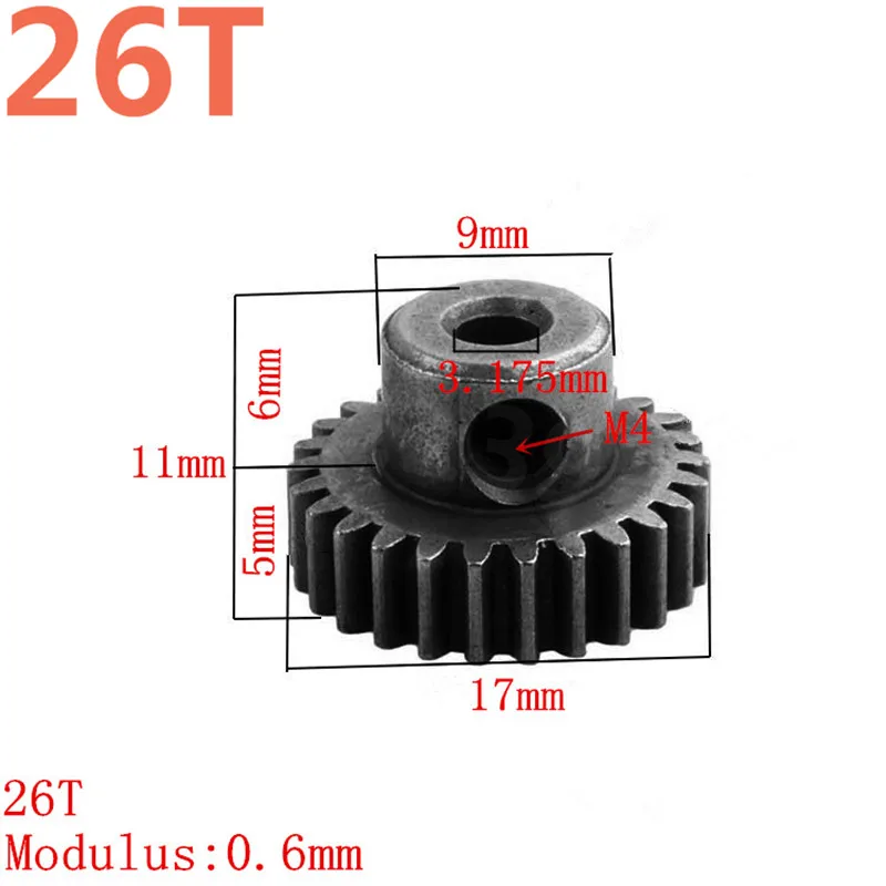 2Pcs 11176 Motor Gear 26T Metal HSP Spare Parts For 1/10 EP RC Remote Control Car Off Road Buggy XSTR Hobby Baja Himoto