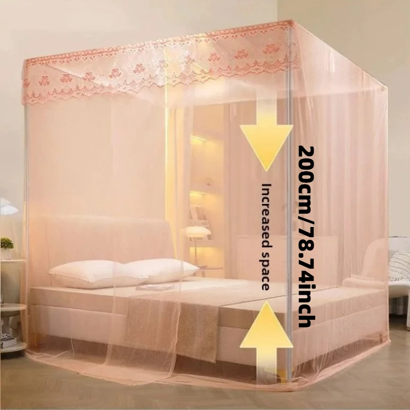 Elegant Lace Princess Bed Canopy Single Door Floor Standing Mosquito Net Encrypted Mesh Full Protection Bed Curtain for Bedroom view 2