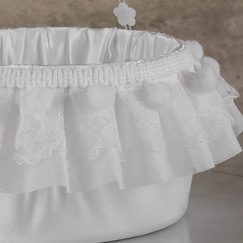 Panier de fleurs de mariage de Style occidental, panier à roulement d'anneau à bords en dentelle, panier dispersé pour Bouquet, célébration de mariage, rangement de bureau Ba