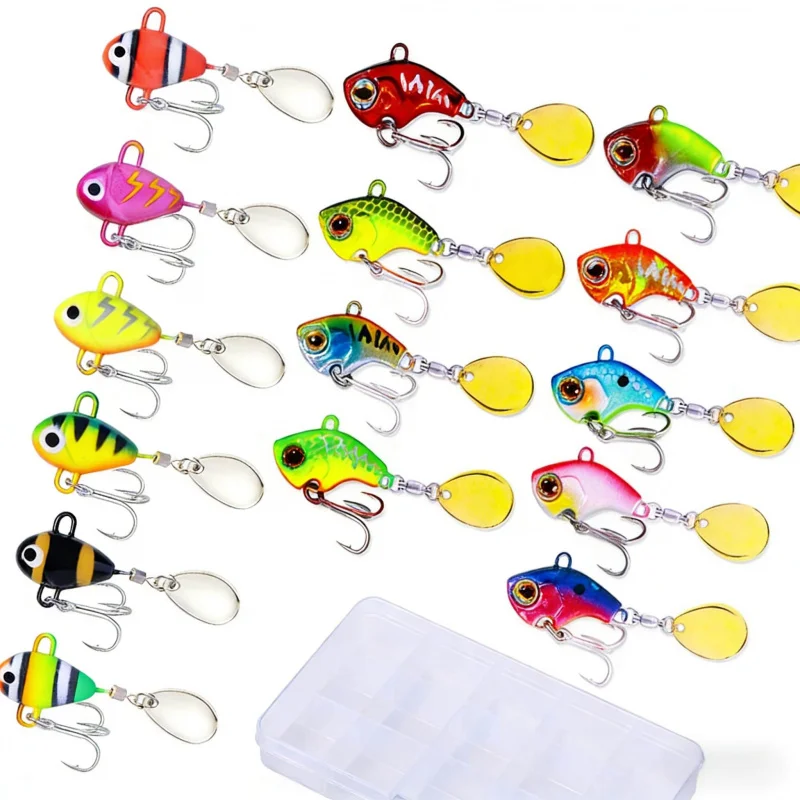 

15Personal VibrationVIBLure Bait Long Casting Metal Spinner Multi-Swim Layer Freshwater Bass Pike Fake Bait Set