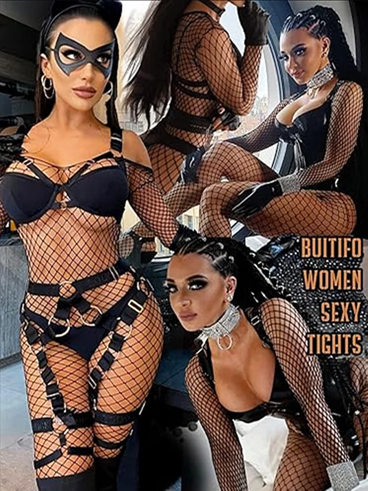 

Mesh Open Crotch Bodystockings Erotic Transparent Sexy Lingerie Fishnet Tights Nylon Elastic Print Fishnet Stockings Bodysuits