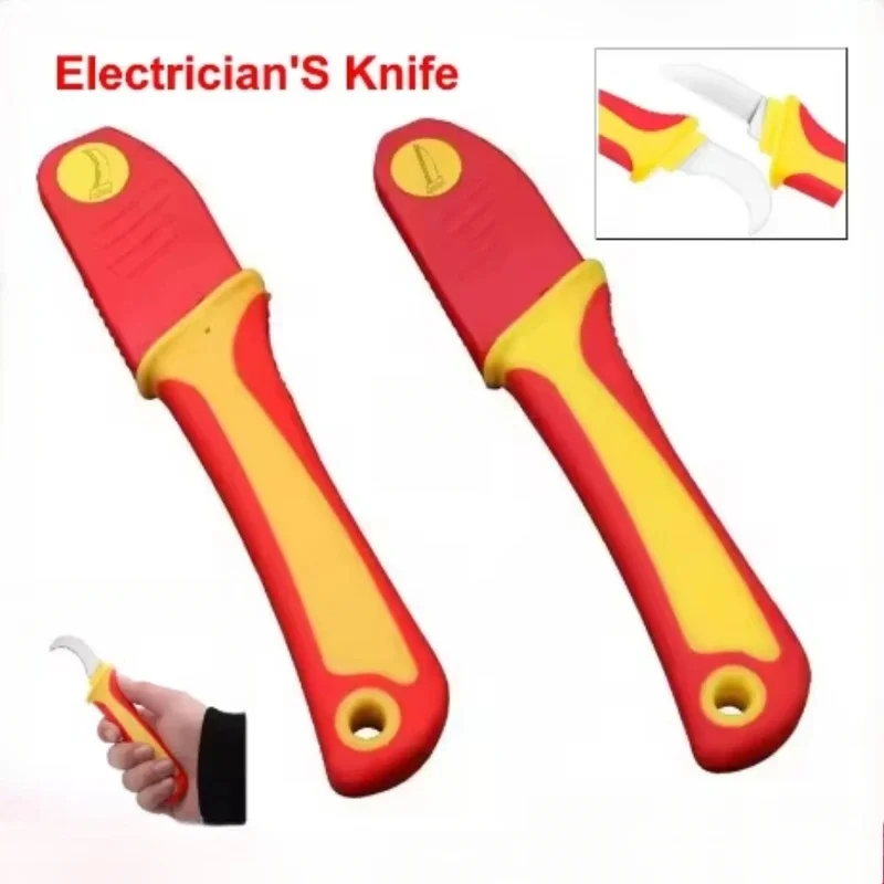Peeling Knife Electrician Knife Insulated Cable Stripping Snips Straight Curved Hook Fixed Blade Wire Stripper Peeling Hand Tool