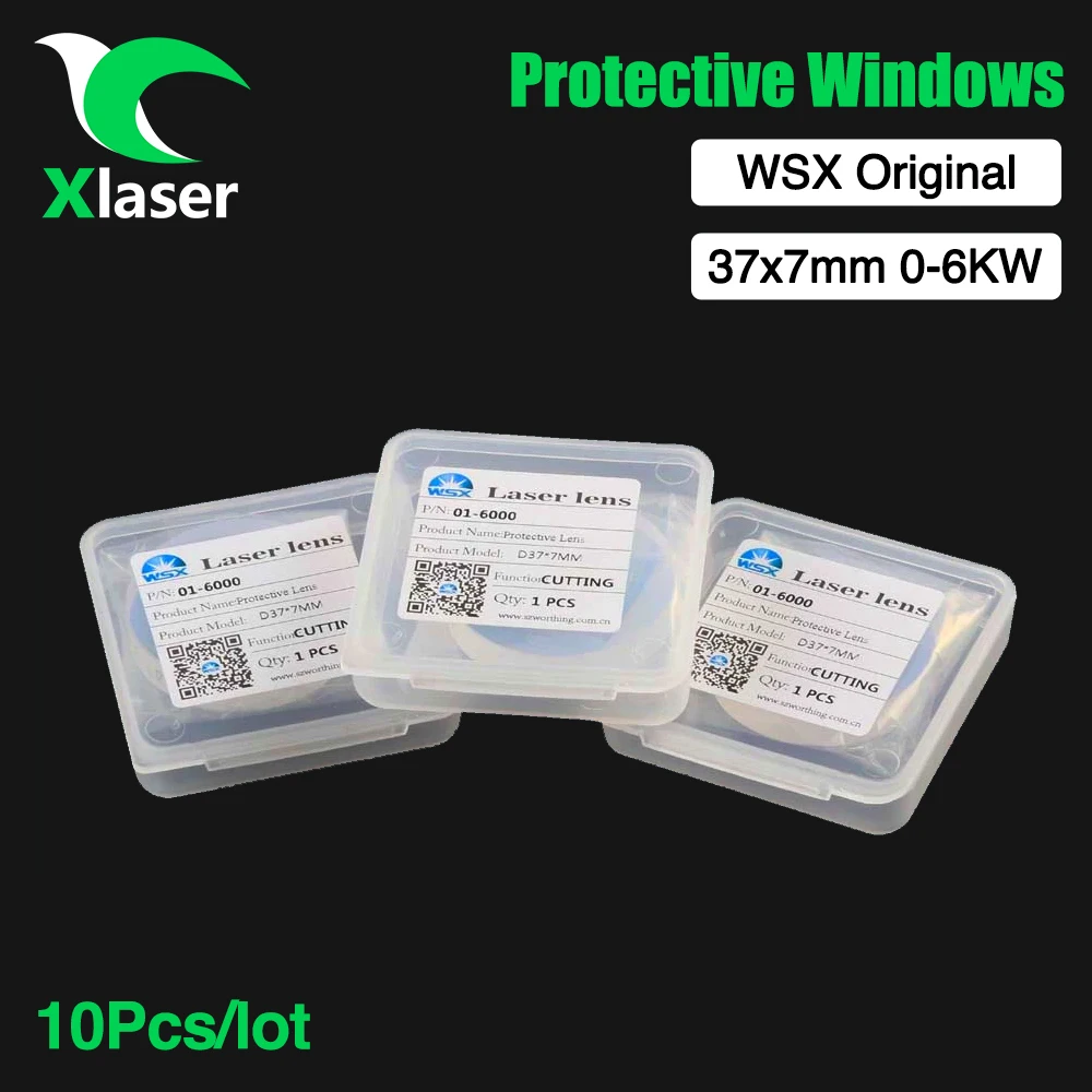 XLaser 10Pcs/lot WSX Original Laser Protection Lens D37x7mm 6kW For WSX NC60 NC62 Fiber Laser Head Protective Windows Original