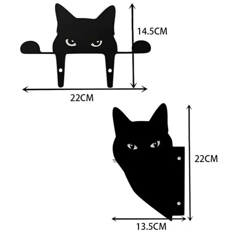 1szt Rzeźba kota Prezenty Ozdoba trawnika Czarny metal Peeping Cat Cats Yard Sculpture Iron Art Silhouette Garden Decoration