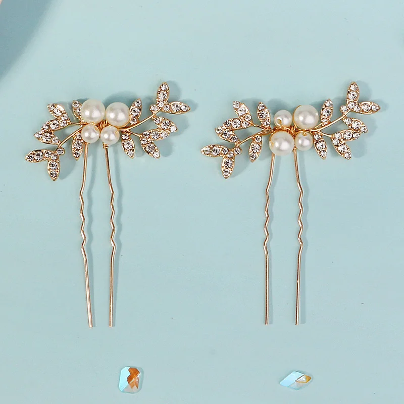 Neueste goldene Haars pangen Perle Strass Haarnadel Frauen Haarschmuck Kopf bedeckung Hochzeit Haars pangen mit Perlen