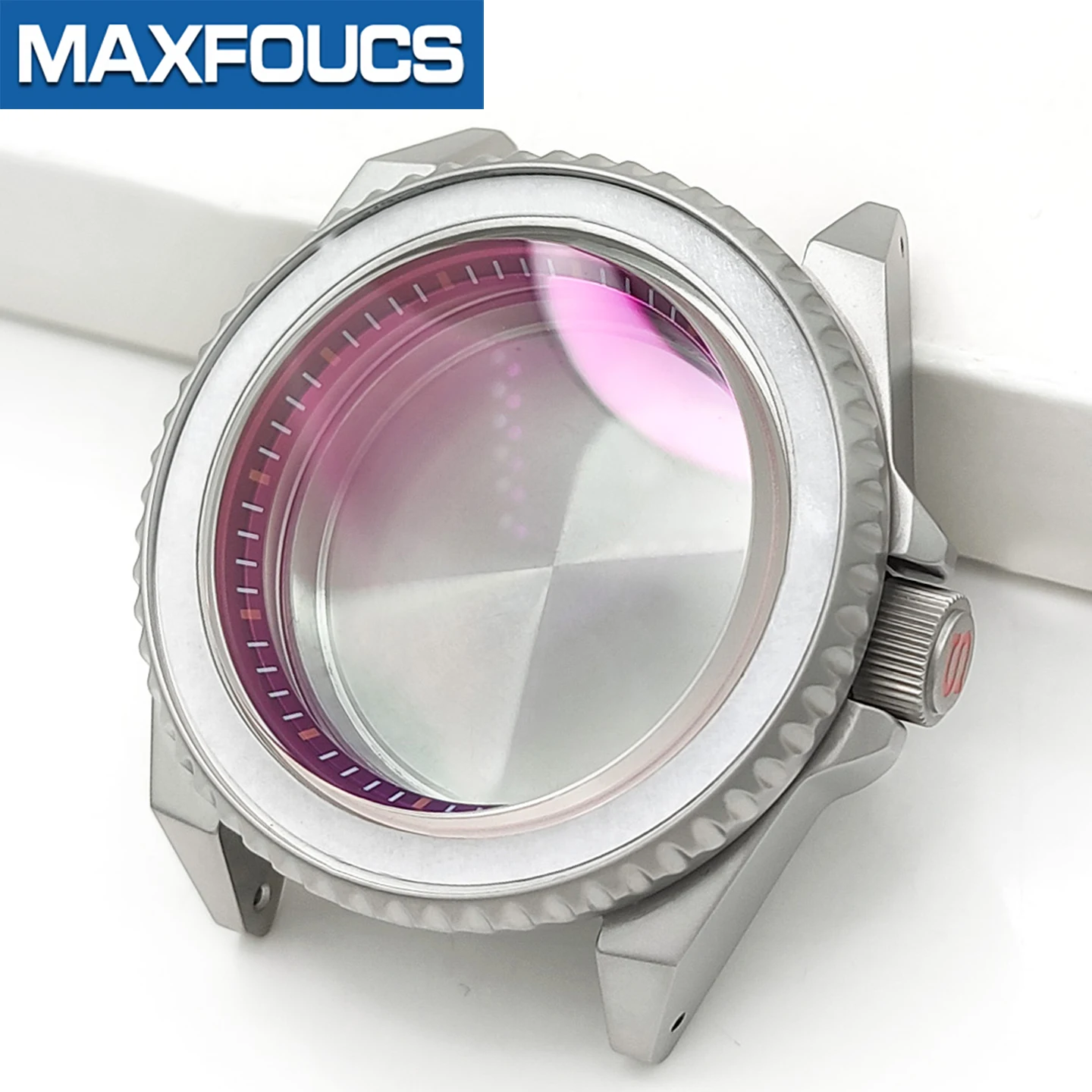 Samurai Matt-Silbernes Uhrengehäuse SKX MOD NH35 NH34 Mit 3-Uhr-Krone aus Edelstahl, Lünette und Krone, Maßgefertigtes Zubehör – Detail 15