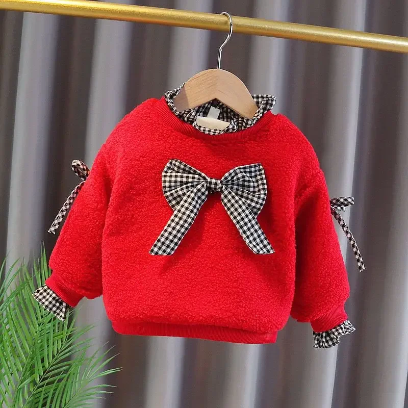 

Girl Baby Autumn And Winter Clothes Plus Cashmere Hoodie 2022 New Lamb Cashmere Children'S Thickened Top Girl Coat