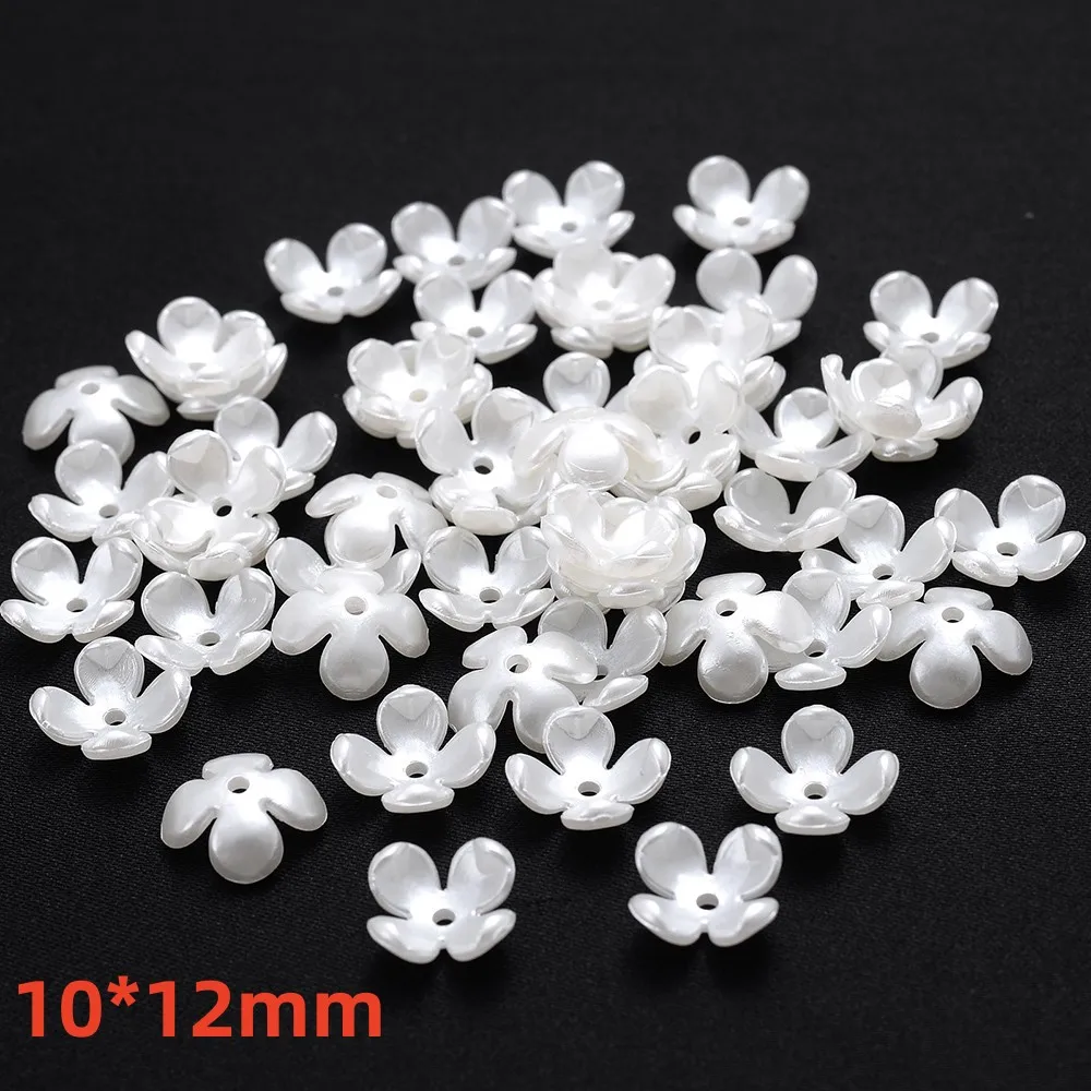iYOE 100 stücke 28 Stil Blume Spacer Perlen Imitation Perle Weiß Acryl Blume Perlen Kappen Für Die Herstellung Von Schmuck Zubehör Diy tot
