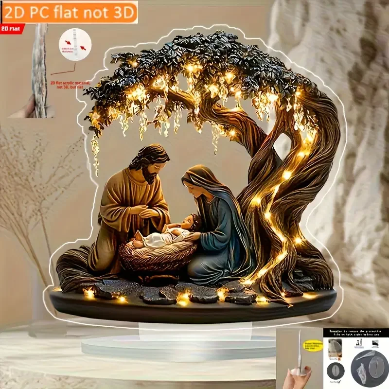 1PCS Jesus Related Characters Christmas Scene Desktop Decoration Statue Ldeal Office Decoration Battery Free Classic Design