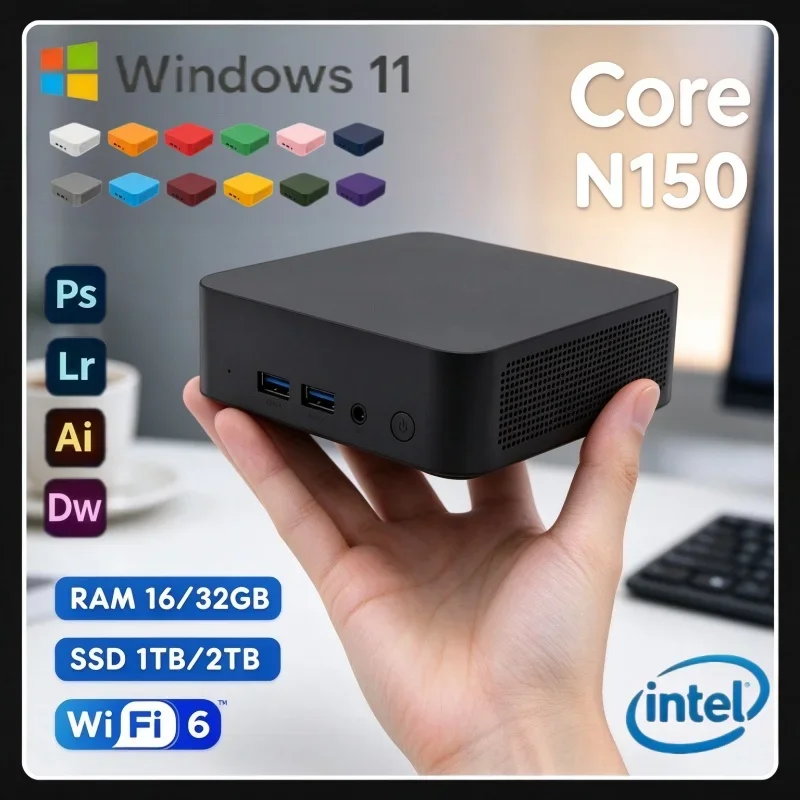 2026 Intel N150 Small PC 16GB Memory 2TB SSD Windows11 BT5.2 WiFi6 4K UHD Mini Desktop Computer Home Office Entertainment Use