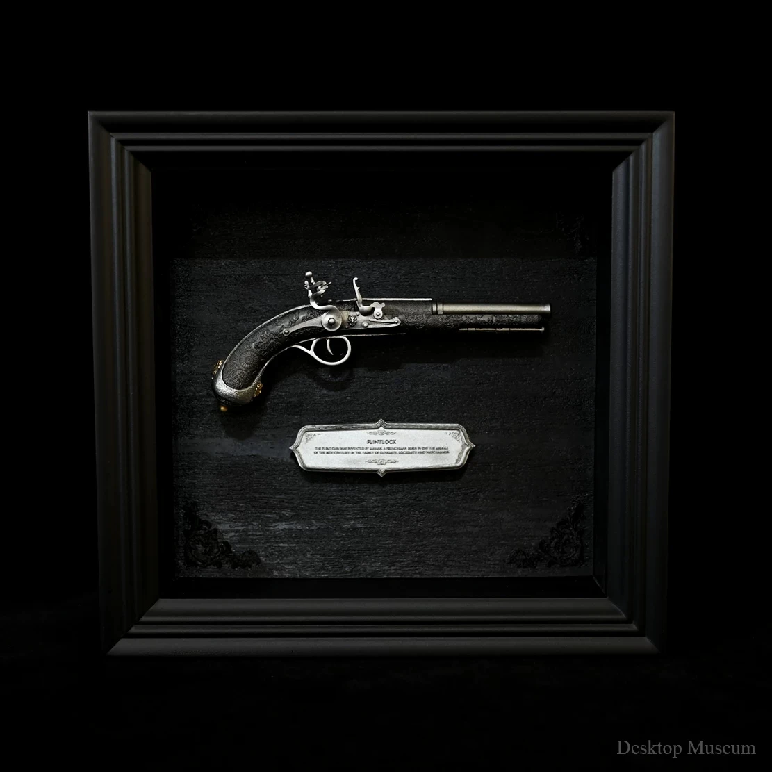 European Medieval Musket Model Epoxy Resin Handmade Hand-Painted Desktop Decor Historical Gun Figurine