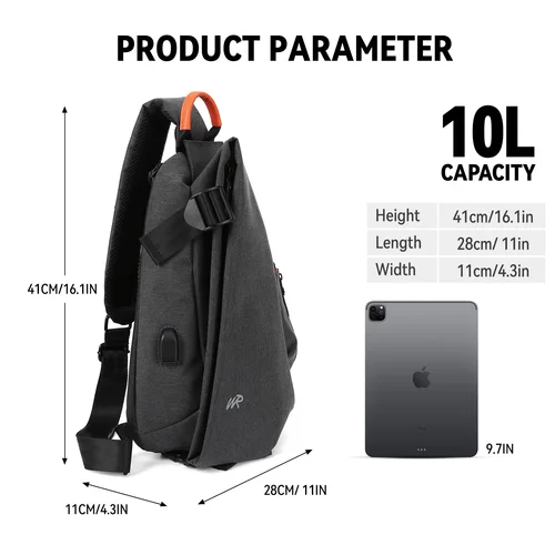 Imagen 2 del producto Bolso bandolera antirrobo para hombres y mujeres, mochila pequeña, bolso de hombro, bolso de pecho, mochila tipo bandolera para senderismo, viajes en bicicleta