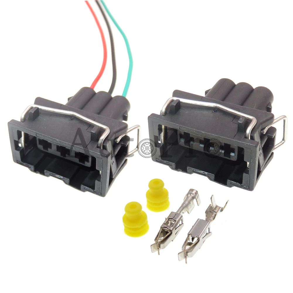 1 Set 3 Hole Automotive AC Assembly Coil Connector with Terminal and Rubber Seals For VW Audi 357972753 357 972 753