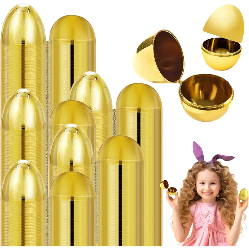 

Golden Easter Eggs Metallic Gold, Goodie Basket Prize, Eggs are Hinged, 2.38" Inch