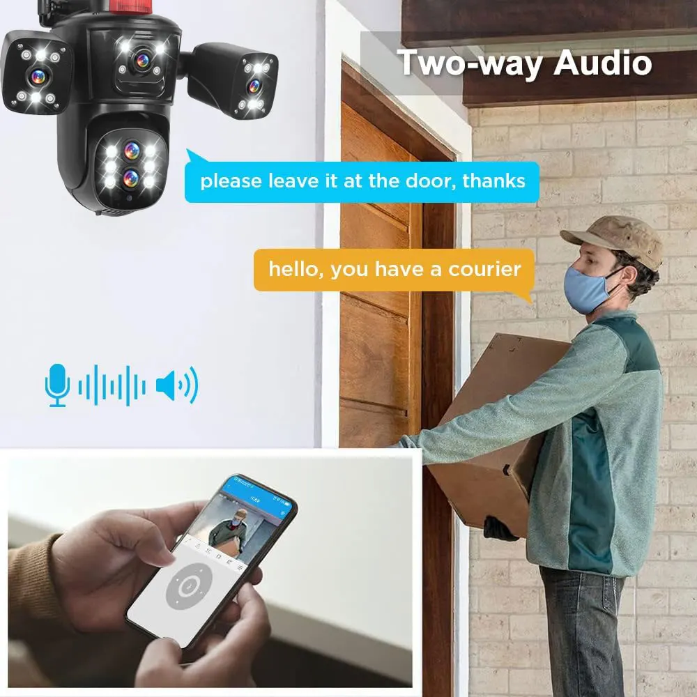 10K 20mp Outdoor Wireless Wifi security protection Camera 10X Zoom Auto Tracking  PTZ 5 Lens 4 Screens IP CCTV Camera P2P Remote