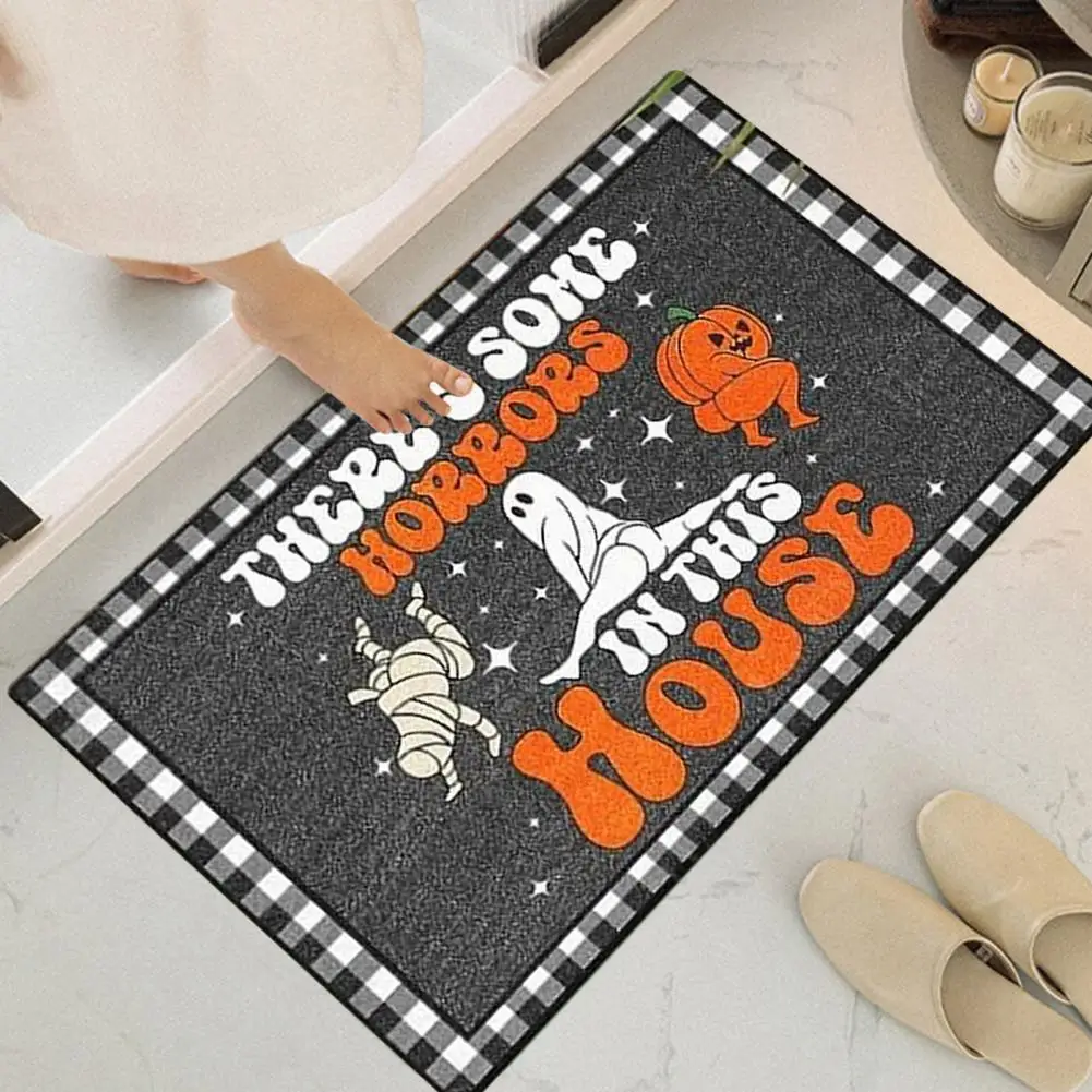 Halloween Carpet Exquisite Workmanship Funny Skull Pumpkin Patterns Door Mat for Home Bathroom Decoration