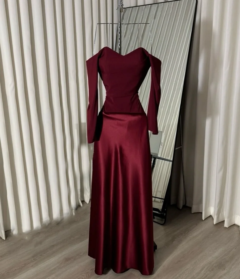 

Customized Charmeuse Off-the-shoulder A-line Long Dresses Bespoke Occasion Evening Party Wedding Elegant Simple High Quality