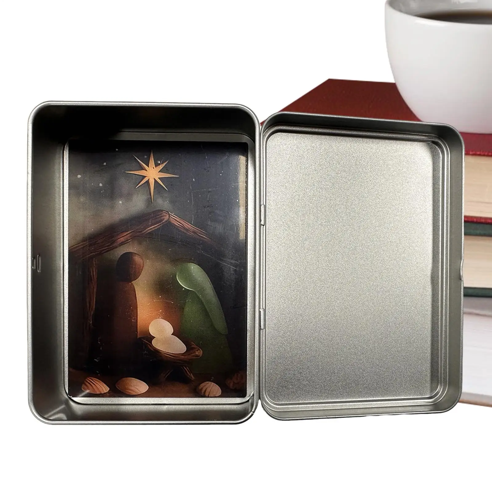 Handmade Mini Christmas Nativity Scene Set Nativity Figurines With Tin Box Sea Glass Mini Manger Nativity Scene Christmas Decor