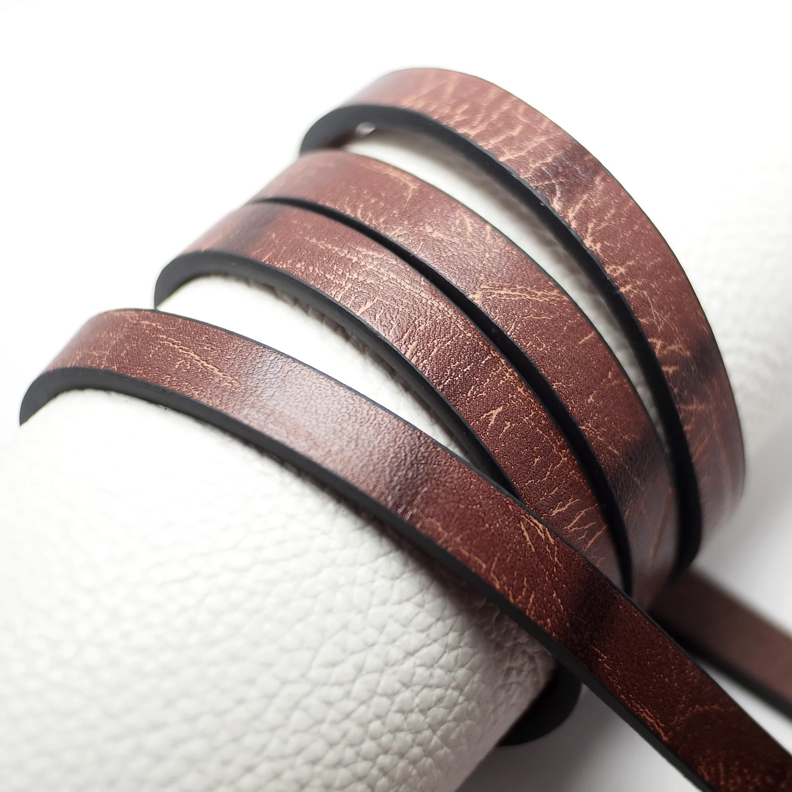 

46inches Brown Leather Cord,Vintage Embossed Leather Strip, Three-Dimensional Texture Bracelet Making,Vintage Cord