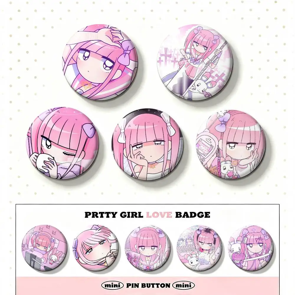 Cute M-Menhera C-Chan Girl Laser Badge Creative Pins Brooch for Bag Clothes Hat Decor Gifts Fans Collect