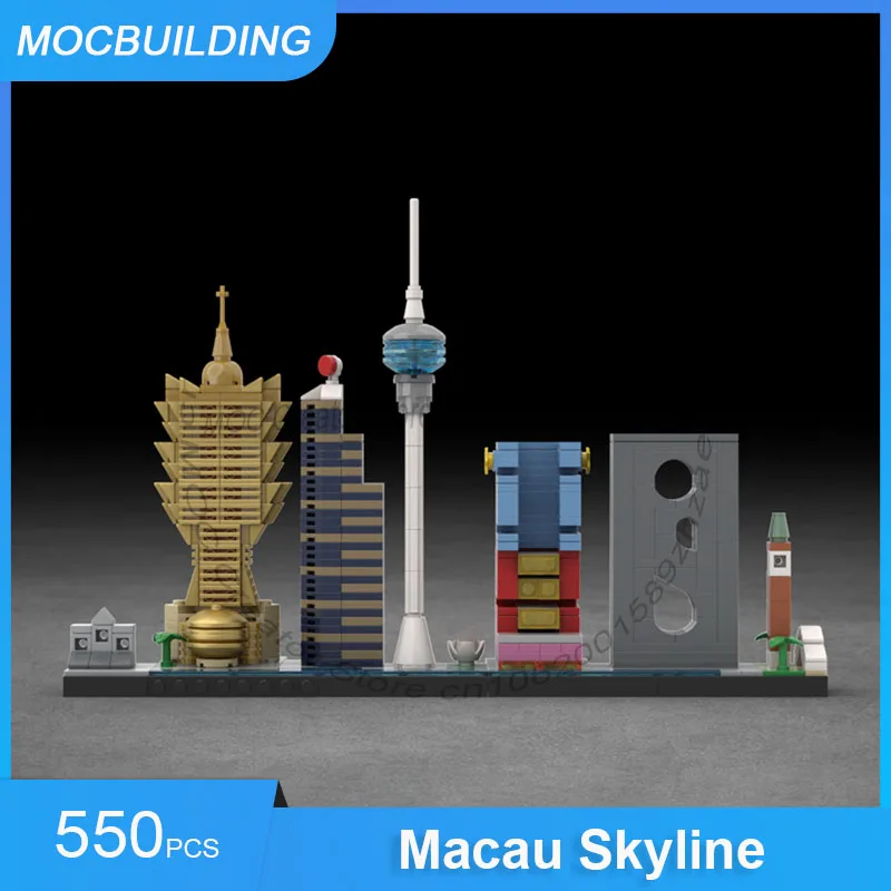 MOC Building Blocks Macao Skyline Architettura Modello di visualizzazione Collezione di città Fai da te assemblare mattoni Giocattoli di Natale creativi Regali 550 pezzi