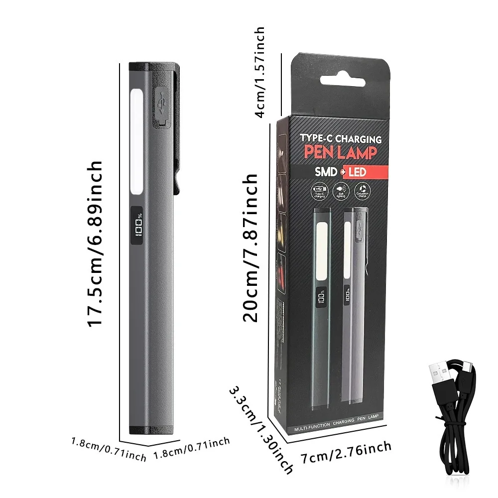 

Перезаряжаемый карманный фонарик-ручка LED COB с магнитами для кемпинга, работы, ремонта, активного отдыха, миниатюрный