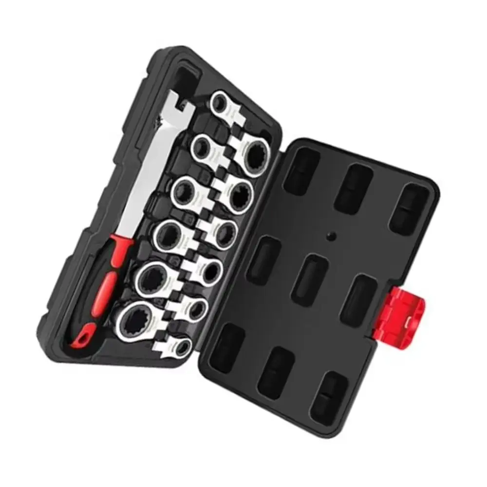 

Chrome Vanadium Steel Ratchet Wrench Set 180° Rotating Gear Interchangeable Heads Interchangeable Head Wrench 72-Tooth Spanner