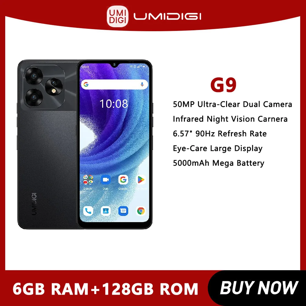 UMIDIGI G9 5G ultracienki smartfon Android 14 6 GB 128 GB 6,75 "90 Hz HD + telefon komórkowy 50 MP 5000 mAh 18 W ładowanie smukły telefon komórkowy