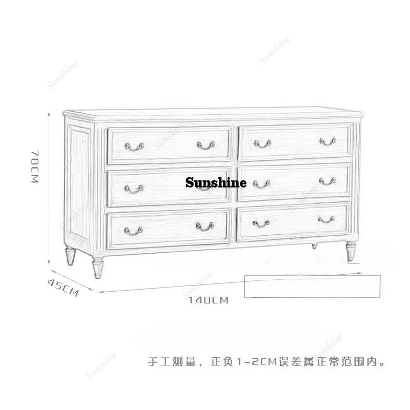 American solid wood chest of drawers, European Mediterranean chest of drawers, living room decoration cabinet