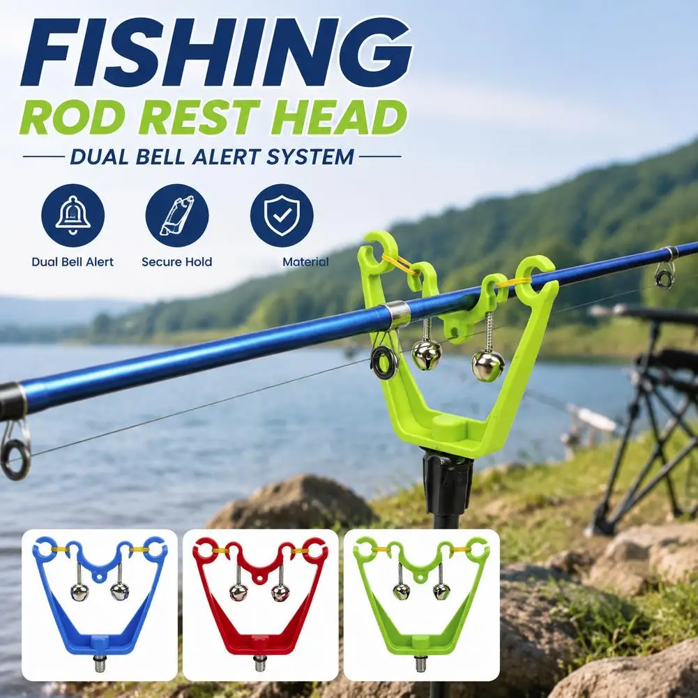 Bow Shaped Fishing Rod Rest Head With Dual Bells Bankstick Adapter Carp Fishing Rod Holder Head Quick Bite Alarm Tackle Accessor
