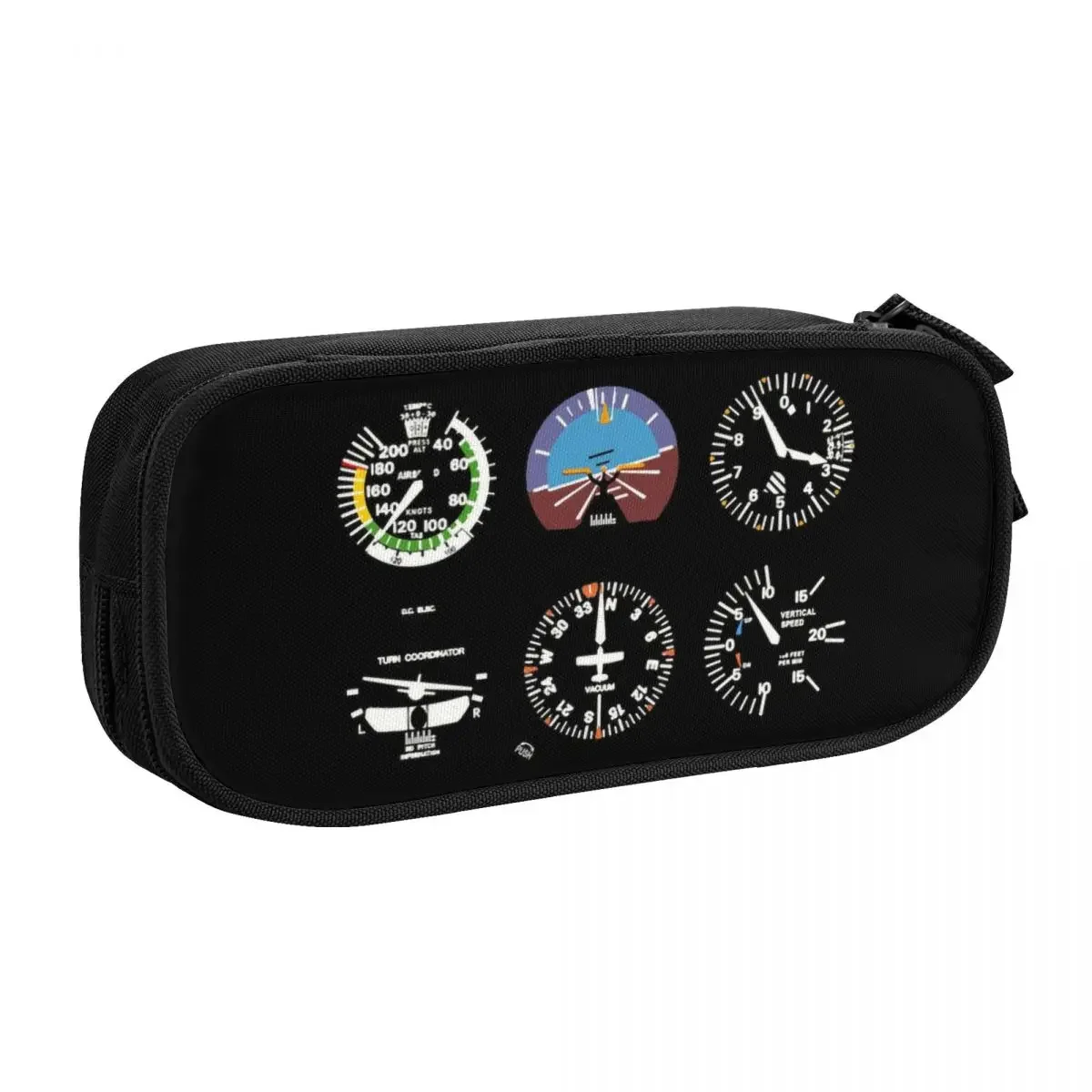 Custom Cockpit Six Dials Flight Simulator Pilot Pencil Case for Boys Gilrs Big Capacity Airplane Aircraft Pen Box Bag Stationery