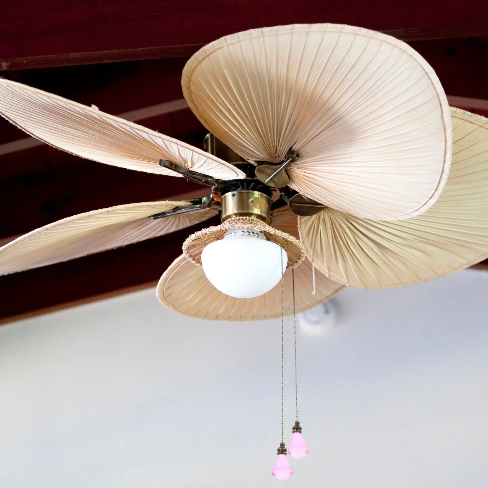 2 Pcs Crystal Pendant Lighting Ball Glass Ceiling Fan Pull Chain Beaded Fan Pulls Lamp Chains Brightness Adjustable