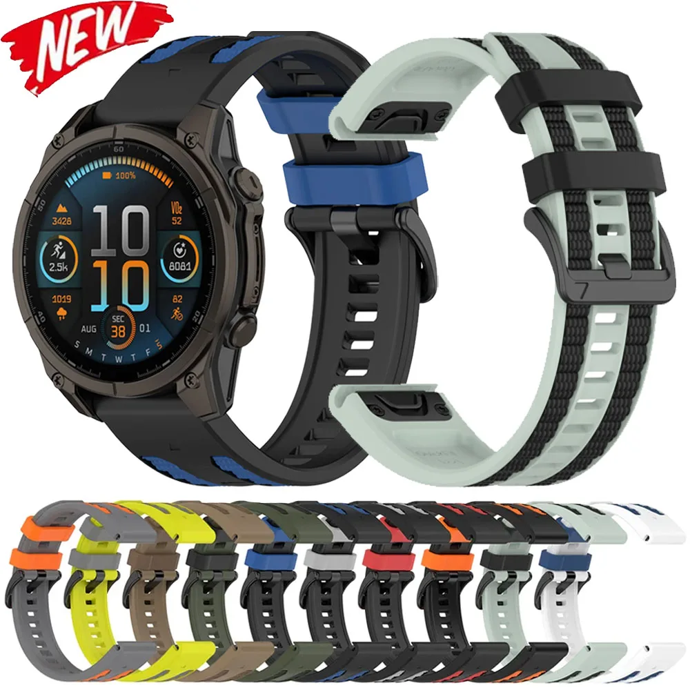 Quick Fit 22/26mm Silicone Strap for Garmin Tactix 8 Quatix 8 Fenix 8 51/47mm Wristband Garmin Forerunner 970/instinct 3 45/50mm