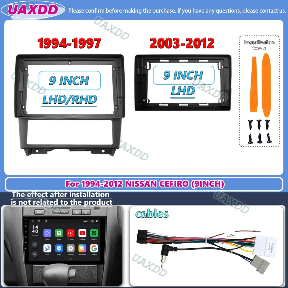 

Adaptateur Fascia cadre voiture kitCD Panneau Montage Tableau Bord Radio Android декодирование для 1994-2012 NISSAN CEFIRO 9 дюймов