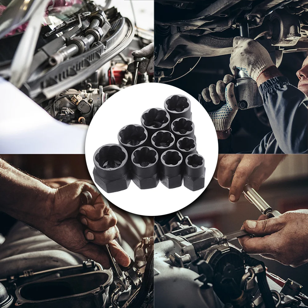 Bolt Nut Removal Socket Tool 10pcs/Set Bolt Nut Remover Car Tool Kit Damaged Screw Extractor Hand Tools Kit