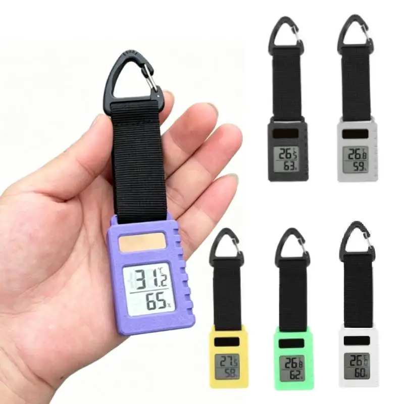 Portable Mini Thermometer with Carabiner Clip Digital Room Thermometer Indoor Travel Mountaineering Vehicle Pendant Keychain